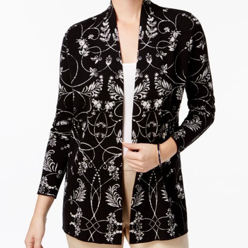 Charter Club Woman Floral Jacquard Print Cardigan Size 2X